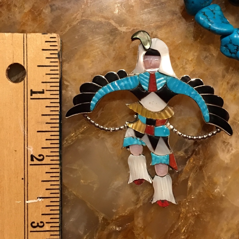 🌹NWT Beyuka Zuni knife wing dancer pendant/pin - Picture 6 of 8